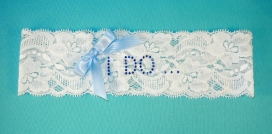 Stretch Lace Garter with crystal " I DO"
